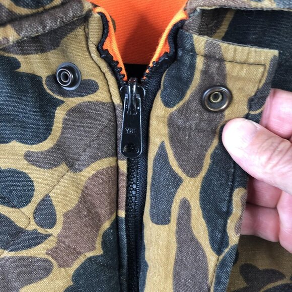 Reversible Hunting Jacket Mens Large Camo Blaze Orange Quilted Pockets Insulated - Picture 14 of 16